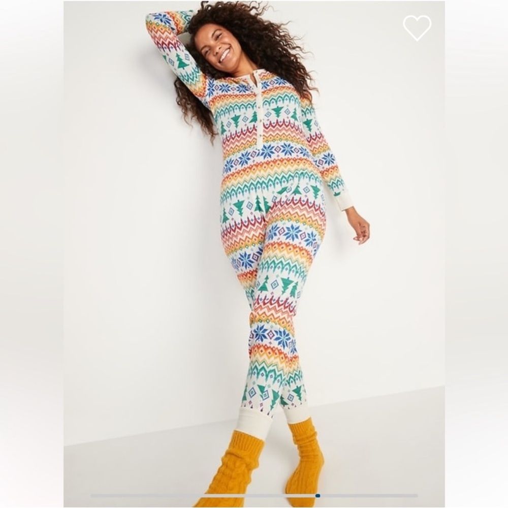 Old Navy Rainbow Onesie Holiday Pajamas (XL Tall)